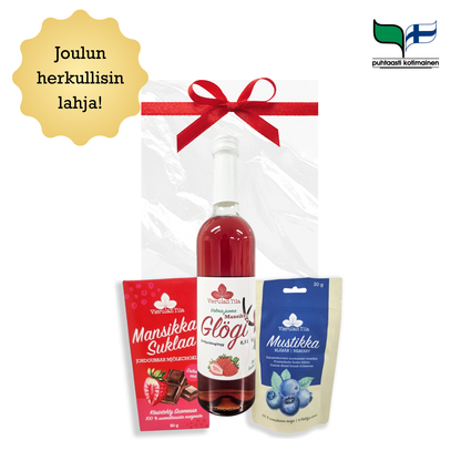 Vierulan Lahjapussi suklaalla ja kuivatuilla marjoilla